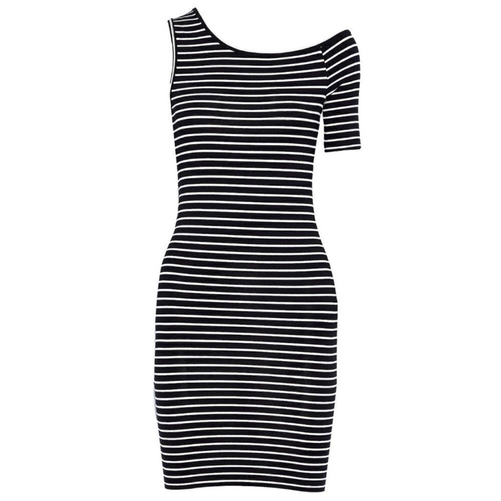 Frame Denim Black & white striped mini dress.